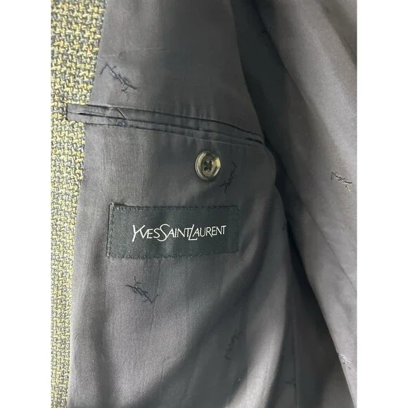 VTG Yves Saint Laurent forDillards Silk Wool Blazer Jacket Size 46R Tweed